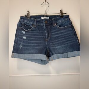 LC Lauren Conrad Dark Blue Rolled Cuff Denim Shorts